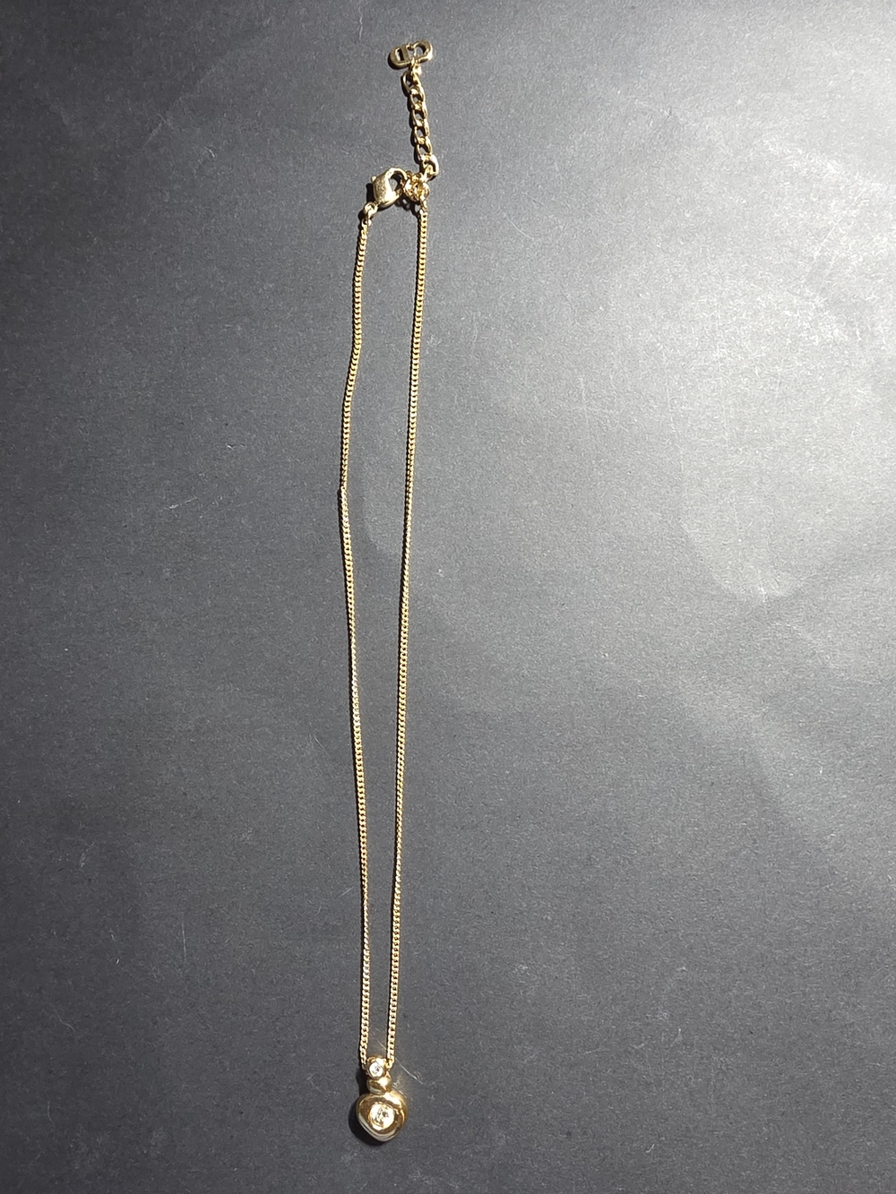 Christian Dior Gold Heart Pendant Necklace with Clear Stone - Picture 2 of 5
